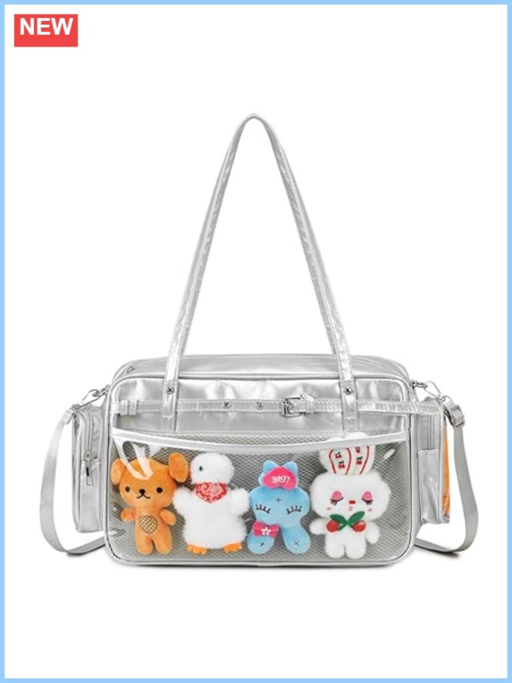 Women's Ita Bag PU Leather Crossbody Shoulder Bag with Badge Display Windows